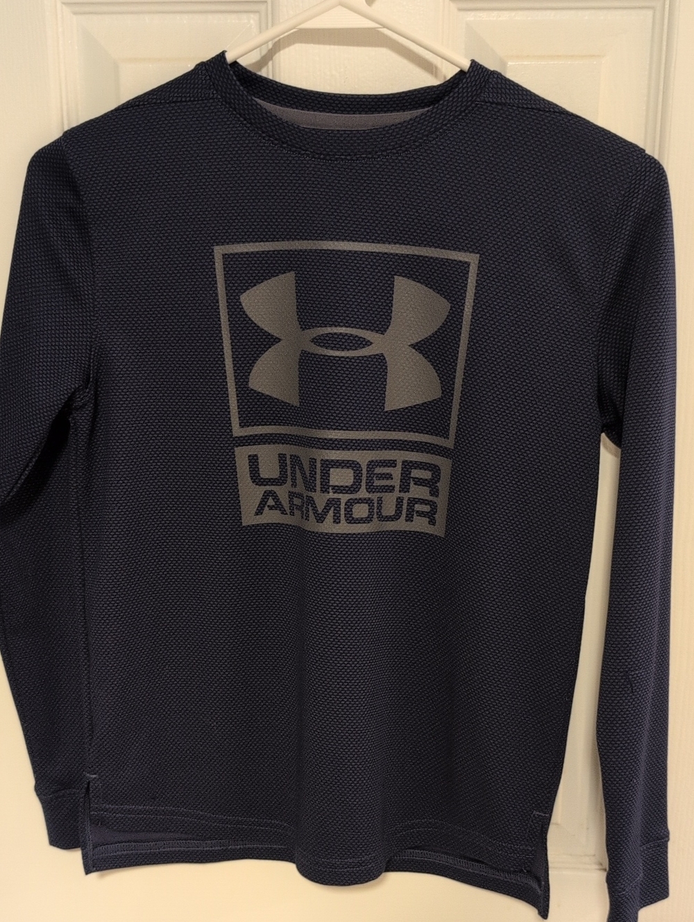 Under Armour Navy and Gray Long-Sleeve Logo Performance Tee